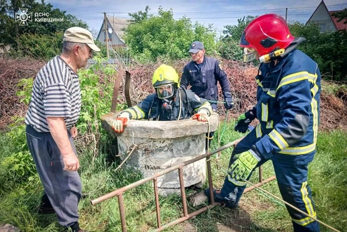На Київщині надзвичайники врятували козеня, яке вскочило у закинуту криницю